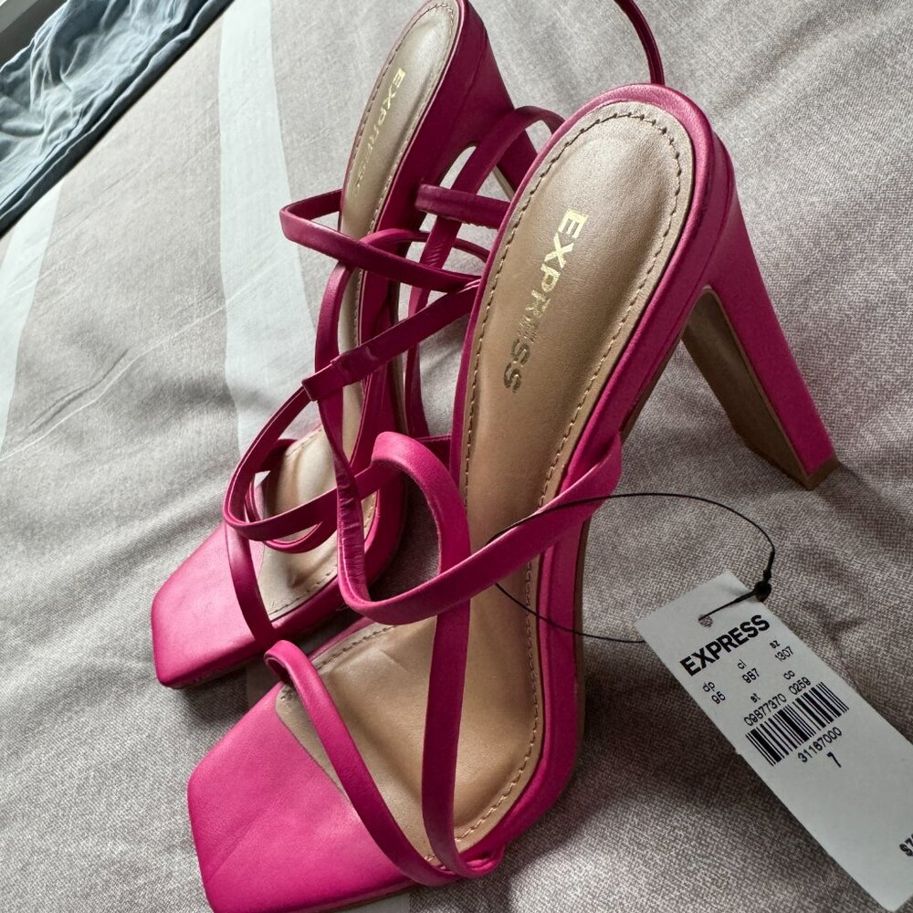 NWT Express Strappy High Heels in Rose Pink Sz 7 - Picture 2 of 5